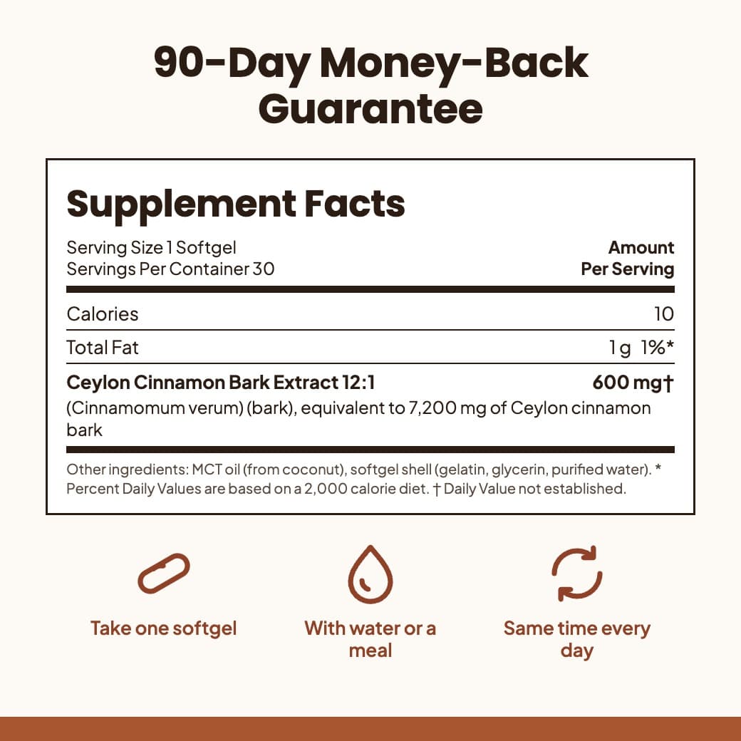 Ceylon Cinnamon 7200mg Equivalent with MCT Oil